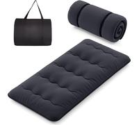 COSTWAY Matelas futon japonais, tatami, matelas de sol, matelas pliable avec housse lavable & sac de transport, matelas de couchage 90 x 200cm Noir