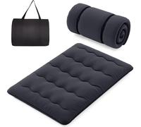 COSTWAY Matelas futon japonais, tatami, matelas de sol, matelas pliable avec housse lavable & sac de transport, matelas de couchage 140 x 200cm Noir