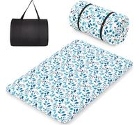 COSTWAY Matelas futon japonais, tatami, matelas de sol, matelas pliable avec housse lavable & sac de transport, matelas de couchage 140 x 200cm feuille bleue