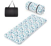 COSTWAY Matelas Futon Portable Pliable, Matelas Futon Japonais 90 x 200 cm, Housse Lavable, Matelas de Sol avec Sac de Transport, pour Le Camping, Les Voyages, d'Invités, Feuilles Bleu