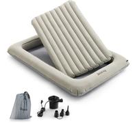 COSTWAY Matelas Gonflable 1 Place Amovible 165x118x20cm Lit de Voyage Enfant Polyvalente en PVC Surface Floqué avec Pompe Electrique