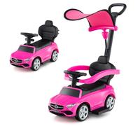 COSTWAY Mercedes Benz 3 en 1 Porteur Enfants avec Canopy Réglable, Barre de Direction, Klaxon, pour 18- 36 Mois, Charge 25kg, Rose