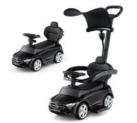 COSTWAY Mercedes Benz 3 en 1 Porteur Enfants avec Canopy Réglable, Barre de Direction, Klaxon, pour 18- 36 Mois, Charge 25kg, Noir