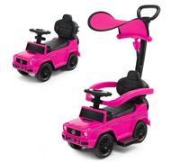 COSTWAY Mercedes Benz 3 en 1 Porteur Enfants avec Poignée Parentale, Auvent Réglable, Garde-corps, Klaxon, pour 1-3 Ans, Rose