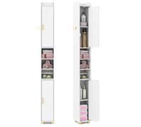 COSTWAY Meuble Colonne de Salle de Bain 20x20x179cm avec 2 Portes et Étagères Réglables, pour Salon, Chambre, Bureau Blanc