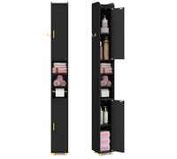 COSTWAY Meuble Colonne de Salle de Bain 20x20x179cm avec 2 Portes et Étagères Réglables, pour Salon, Chambre, Bureau Noir