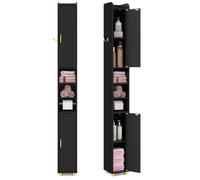 Costway Meuble Colonne De Salle De Bain 20x20x179cm Avec 2 Portes Et Étagères Réglables, Pour Salon, Chambre, Bureau Noir Multicolore