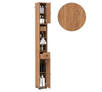 COSTWAY Meuble Colonne de Salle de Bain avec 2 Placards à Porte, 1 Tiroir et 4 Étagères Réglables, 20 x 20 x 180 cm, Nature