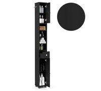 COSTWAY Meuble Colonne de Salle de Bain avec 2 Placards à Porte, 1 Tiroir et 4 Étagères Réglables, 20 x 20 x 180 cm, Noir