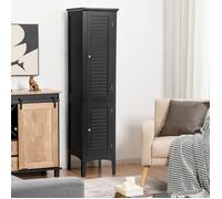 COSTWAY Meuble Colonne de Salle de Bain avec 2 Portes et Rangement à 5 Niveaux, pour Salle de Bain, Salon, 37 x 37 x 160 cm, Noir