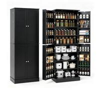 COSTWAY Meuble Cuisine Rangement 166 cm, 16 Étagères Réglables (Noir)