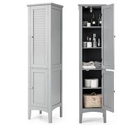 Costway Meuble de Rangement Salle de Bain, Meuble Colonne sur Pied avec Rangement à 5 Niveaux, Organisateur de Rangement pour Salle de Bains, Cuisine, Salon, 37 x 37 x 160 cm (Gris) HW66805FR