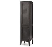 COSTWAY Meuble de Rangement Salle de Bain, Meuble Colonne sur Pied avec Rangement à 5 Niveaux, Organisateur pour Cuisine, Salon, 37 x 37 x 160 cm (Brun)