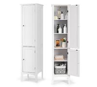 Costway Meuble de Rangement Salle de Bain, Meuble Colonne sur Pied avec Rangement à 5 Niveaux, Organisateur de Rangement pour Salle de Bains, Cuisine, Salon, 37 x 37 x 160 cm (Blanc) HW66805FR