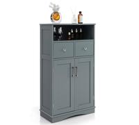 COSTWAY Meuble de Salle de Bain à 2 Portes 2 Tiroirs, Colonne Avec Étagères Réglables Pour Salon, Cuisine, 30 x 60 x 108 cm, Gris
