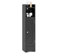 COSTWAY Meuble de Salle de Bain, Armoire d’Angle avec Porte & Étagères Réglables, Meuble de Rangement pour Papier Toilette, Organisateur de Rangement Étroit, 18 x 19,5 x 80 cm (Noir)