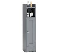 COSTWAY Meuble de Salle de Bain, Armoire d’Angle avec Porte & Étagères Réglables, Meuble de Rangement pour Papier Toilette, Organisateur de Rangement Étroit, 18 x 19,5 x 80 cm (Gris)