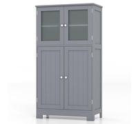 COSTWAY Meuble de Salle de Bain avec 4 Portes avec Etagère Réglable, Colonne Salle de Bain Armoire Haute pour Salon,Chambre,Bureau,Cuisine, 60 x 30 x 109 cm, Gris