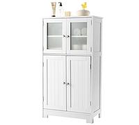 COSTWAY Meuble de Salle de Bain avec 4 Portes avec Etagère Réglable, Colonne Salle de Bain Armoire Haute pour Salon,Chambre,Bureau,Cuisine, 58 x 30 x 109 cm, Blanc