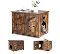 COSTWAY Meuble Litiere Chat avec Portes à Persiennes et 2 poignées découpées Style Industriel, Maison de Toilette Chat Bonne respirabilité, 70 x 52 x 51 CM, Facile à Nettoyer et Installer