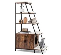 COSTWAY Meuble Litiere Chat avec Rangement 92,5 × 49 × 149 cm, Etagères à 5 Niveaux, Tapis Amovible, Trous d'Aération, Maison de Toilette Chat, Coussinets Réglables, Kit Anti-Basculement (Industriel)