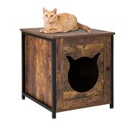 COSTWAY Meuble Litiere Chat Cadre en Métal antirouille Industriel, Maison de Toilette Chat Bonne respirabilité, 50x53x55 cm, Facile à Nettoyer et Installer