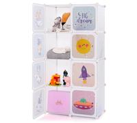 COSTWAY Meuble Rangement Enfants 8 Cubes avec Motif de Cosmique, Armoire Modulable Enfants avec Cadre Métallique, Charge 4,5kg pour Vêtements Chaussures Jouets, 71 x 36 x 142 CM