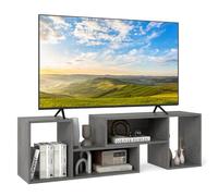 COSTWAY Meuble TV 2 Pcs Modulaires, Meuble Tele pour TV 50/55/60 Pouces, Étagère Bibliothèque Modulable pour Recoin, Salon, Chambre (Gris)