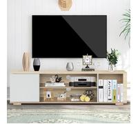 COSTWAY Meuble TV, Console Multimédia pour TV Jusqu'à 55'' avec Gestion des Câbles de Style Moderne