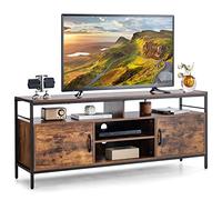 COSTWAY Meuble TV Industriel, Meuble Télé AVCE 2 Placards à Porte et 4 Compartiments, Meuble pour TV jusqu'à 65 Pouces pour Salon, Chambre, Salle, Marron Rustique, 147 x 40 x 62 cm