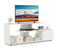 COSTWAY Meuble TV, Meuble Télé pour 55" au Max, Design S, Rangement Ouvert, Grand Compartiement, Petite Armoire à Porte, Meuble TV Moderne pour Salon, Chambre (Blanc)