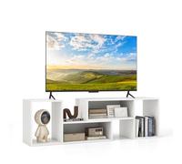 COSTWAY Meuble TV Modulaire 2 Pcs pour TV 50/55/60 Pouces, Angle pour Recoin, Bois Extensible, Étagère Bibliothèque Modulable pour Salon, Chambre (Blanc)