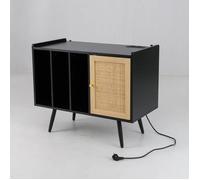 COSTWAY Meuble Vinyle avec Prise, Rangement Vinyle pour 220 Albums, Rangement CD/DVD Manga, pour Salon, Chambre 80x40x65 cm Noir