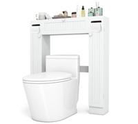 COSTWAY Meuble WC au-Dessus des Toilettes, Etagère de Rangement de Salle de Bains, avec Porte-Rouleau et Placards, 18,5 x 87 x 99 cm, Blanc