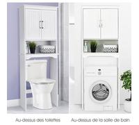CostwayMeuble WC Dessus de Toilettes avec 3 Étagères pour Rangement Salle de Bain Blanc Moderne 63 x 23 x 168 CM Blanc