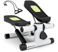 COSTWAY Mini Stepper pour Exercice à la Maison, Machine à Marcher avec Bandes de Résistance Hauteur Réglable et Pédales Antidérapantes, Stepper Hydraulique pour Entraînement Complet du Corps (Blanc)