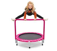 COSTWAY Mini Trampoline Enfants Pliable 92 cm avec Housse de Sécurité Matelassée et Poignée Recouverte pour Intérieur Charge maximale 150 KG (Rose)