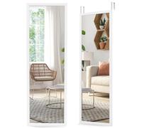 COSTWAY Miroir à Suspendre sur Porte avec Crochets de Suspension Réglables en Hauteur 36,5 x 107 CM (Blanc)