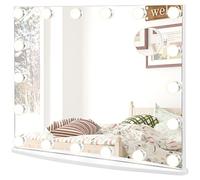 COSTWAY Miroir de Maquillage Hollywood à LED, Luminosité Rglables, Contrôle Tactile, Cadre en Alliage d'Alu, Installation Murale ou sur Table (18 Ampoules)