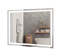 COSTWAY Miroir de Salle de Bain Anti-Buée LED, 80 x 60 cm, Miroir Mural Lumineux avec 3 Eclairages Blanc Froid/Neutre/Chaud, Miroir LED Rectangulaire avec Interrupteur Tactile et Fonction