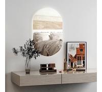 COSTWAY Miroir de Salle de Bain LED 80 x 50 CM, Miroir Mural Ovale Antibué avec 3 Couleurs et Luminosité Réglable, Miroir Cosmétique Antidéflagrant avec Interrupteur Tactile Intelligent, IP54