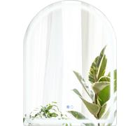 COSTWAY Miroir de salle de bain LED 80 x 60 CM, miroir bombé mural avec éclairage tamisé 3 couleurs, interrupteur tactile, antibuée