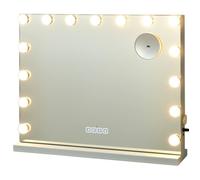COSTWAY Miroir Hollywood de Maquillage LED Eclairage à Commande Tactile,Grossissement 10X,Haut-Parleur Bluetooth,3 Couleur Réglable