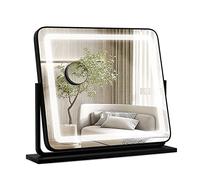 COSTWAY Miroir Maquillage Lumineux Rotatif à 360°, Miroir Grossissant Lumineux 5X, Miroir Coiffeuse LED de Table 3 Modes d’Éclairage de Couleur, Luminosité Réglable, Contrôle Tactile Intelligent