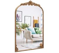 COSTWAY Miroir Mural Arch, Cadre en Métal, Grand Miroir Mural Baroque pour Salon Chambre Entrée, Réflexion HD, 2 Crochets de Suspension, Installation Facile (95 x 66 cm)