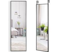 COSTWAY miroir mural avec crochets réglables en hauteur 37 x 120cm miroir suspendu (noir)