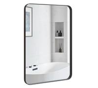 COSTWAY Miroir Mural de Salle de Bain 51 x 81 CM, Miroir de Courtoisie Moderne avec Cadre en Métal et Coins Arrondis, Miroir Mural Rectangulaire pour Dressing, Chambre, Entrée, Noir