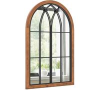 COSTWAY Miroir Mural Décoratif 60x90 CM Miroir Verrière Arche Design industriel, Cadre en Bois de Sapin pour Entrée, Salon, Chambre