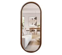 COSTWAY Miroir Mural Rectangulaire 110 x 45 cm, Grand Miroir avec Cadre en Bois Massif, 4 Crochets Métallique, Réflexion Claire, Suspension Verticale, pour Salon Chambre Entrée