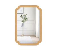 COSTWAY Miroir Mural Rectangulaire 90 x 60 cm, Cadre en Bois, 4 Crochets Métalliques, Mioir Mural Décoratif pour Salon Chambre Entree, Montage Verticale/Horizontale, Naturel